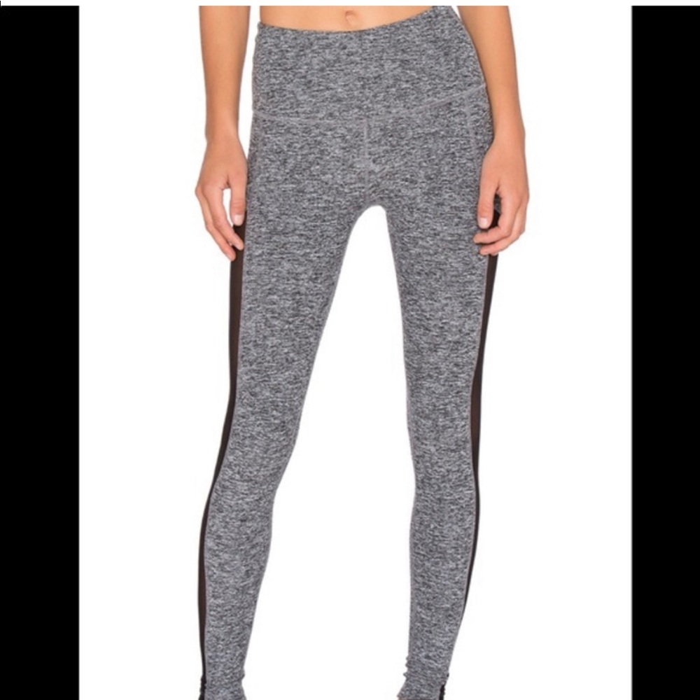 Beyond Yoga Gray Mesh Side Leggings